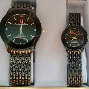 Watch Set Men Women Silver Color Quartz New